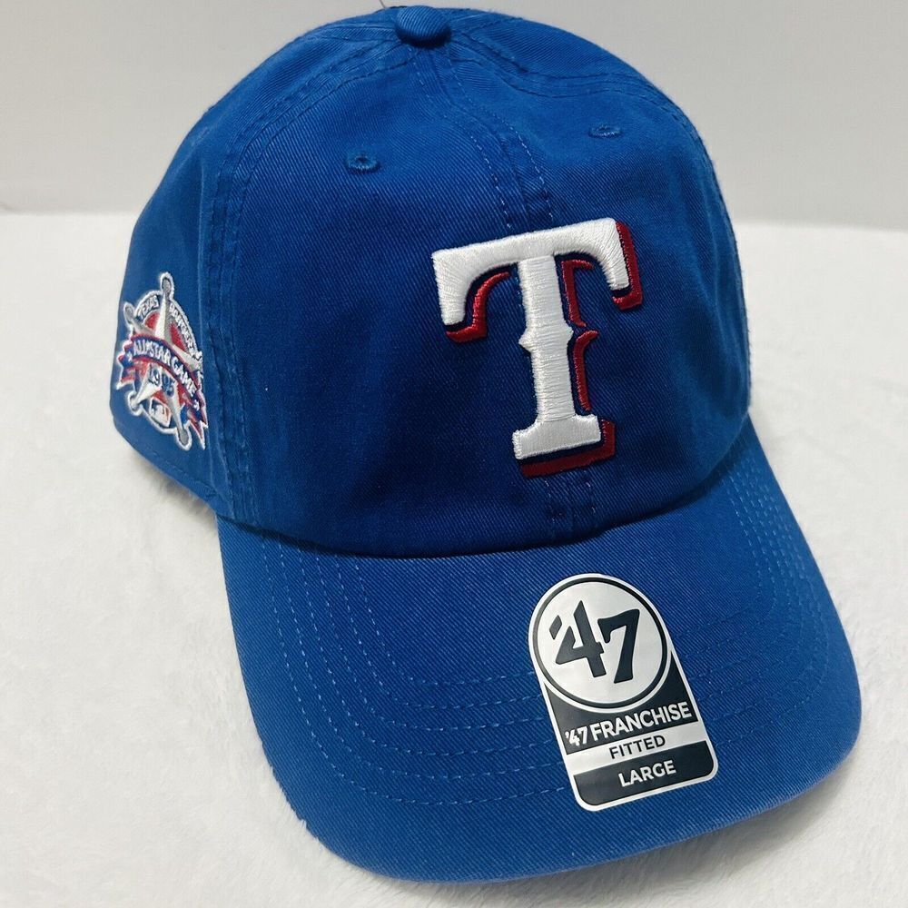 '47 Brand Texas Rangers‎ All Star Patch Franchise Fitted Hat Cap Blue Sz Large